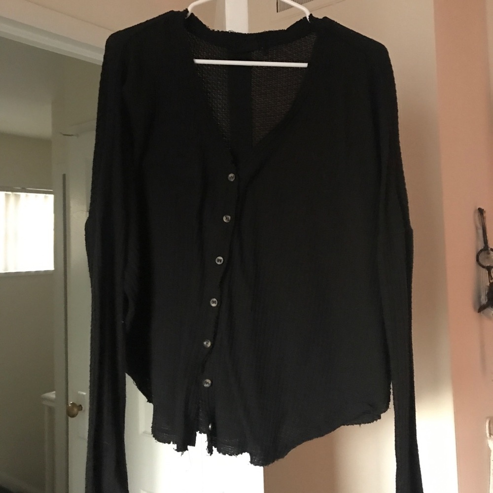UO Black Button Up Sweater